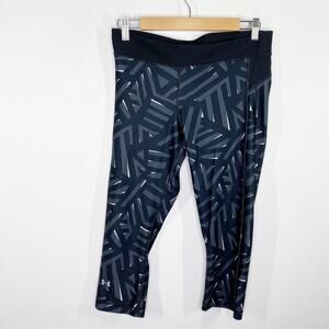 Under Armour Black Grey Printed Pull On Crop Leggings Women's Size Medium M